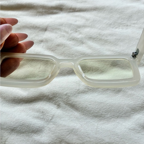 Square Cream Blue Light Non-Prescription Glasses - Picture 5 of 11